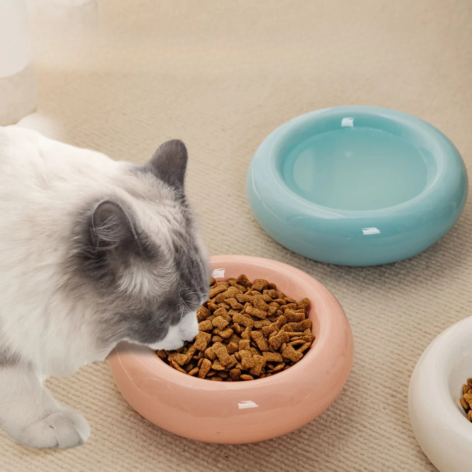 Anti-spill Water Bowls Snack Bowls Ceramic Cat Bowl High Appearance Level Pet Supplies Doughnut Tableware Dudu Cat Food Bowls Anti-spill Water Bowls Snack Bowls Ceramic Cat Bowl High Appearance Level Pet Supplies Doughnut Tableware Dudu Cat Food Bowls