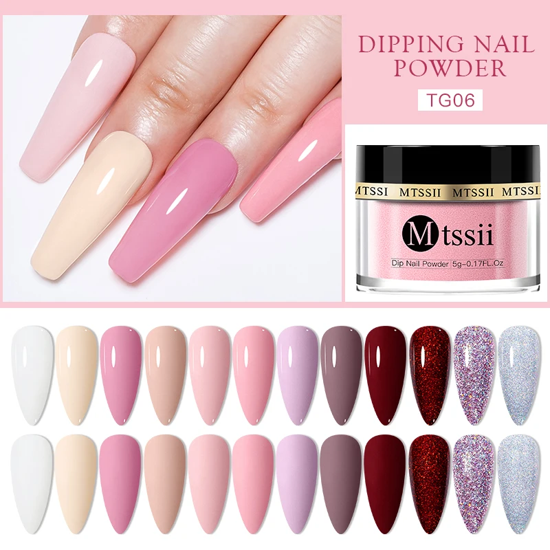5g/10g Nail powder Nude Pink Dipping Nail Powder Sparkling Gradient Nail Glitter Dust Natural Dry Dip Chrome Art Decoration