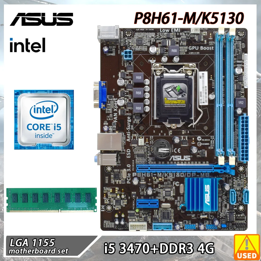ASUS P8H61 M/K5130 + i5 3470 Motherboard Kit LGA1155 Intel H61Desktop