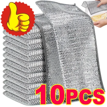 Panno per pulizia filo magico Panni da cucina Lavabile multiuso Panno antigraffio Fili metallici Stracci Panno per pulizia cucina 10-2 pezzi 1