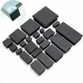 2/4/10pcs 정사각형 플라스틱 블랙 블랭킹 엔드 캡 튜브 파이프 삽입 플러그 마개 10x10 ~ 100x100mm 거실 가구 침대 프레임