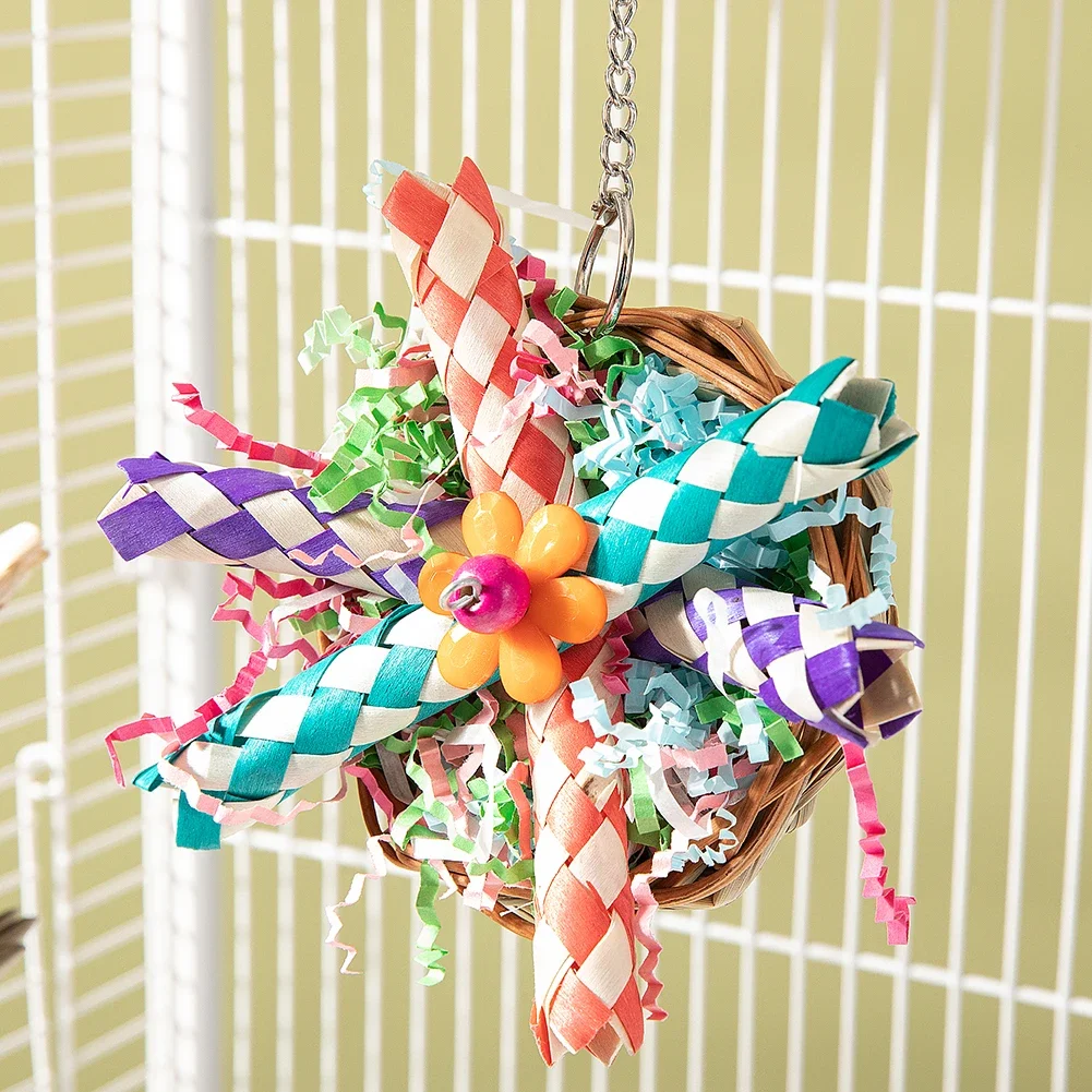 3 Pcs Bird Chewing Toys Colorful Parrot Foraging Shredder Health Toys Hanging Cage Accessories For Cockatiel Budgies Lovebird