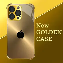 Luxurious Brushed Gold Glass Phone Case with Four - Corner Drop Protection - iPhone 15 Plus (YIN02)