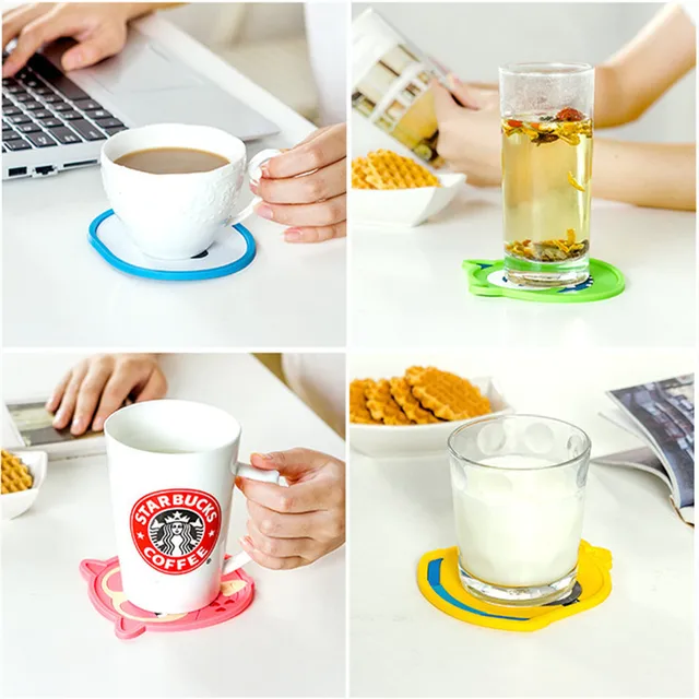 Rajzfilm 1 Darab Szilikon Étkezőasztal Placemat Konyha Kiegészítők Szőnyegpohara Bögre Állati Italpárnák - Image 4