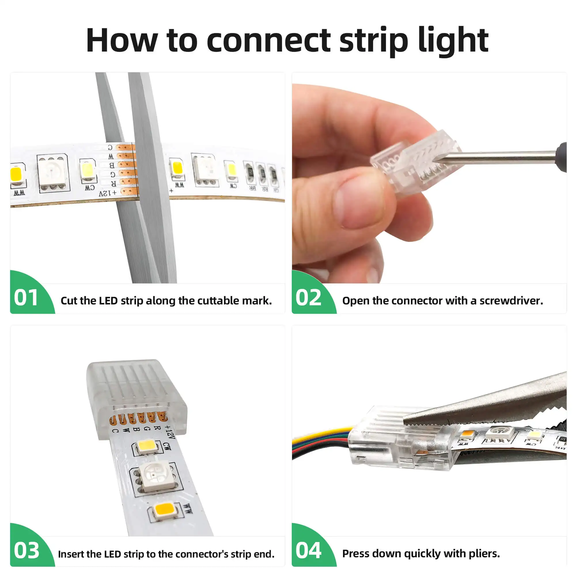 Conectores T LED RGBWW 6 Pines - Sin Soldadura Para Tiras 5050 12mm Ancho