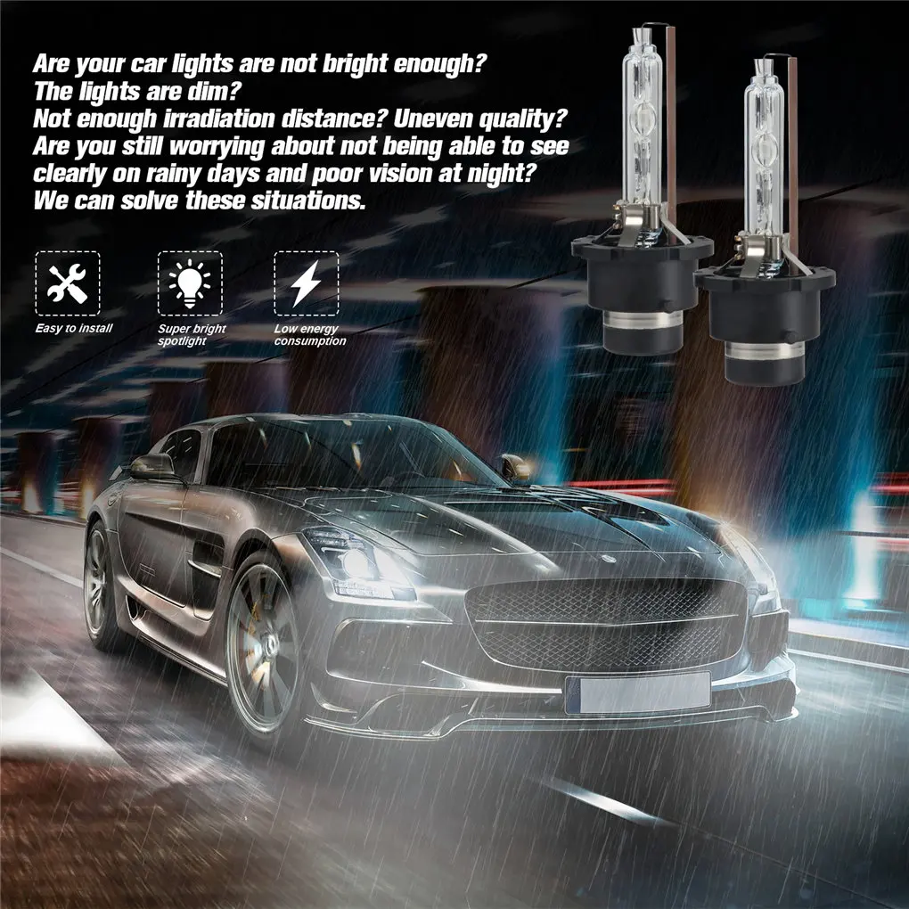 2PCS D2S D2R D2C 6000K 8000K 35W HID Xenonc Low High Beam Headlight Lamp Cars Auto Fog Replacement Bulb Headlamp White Bulbs