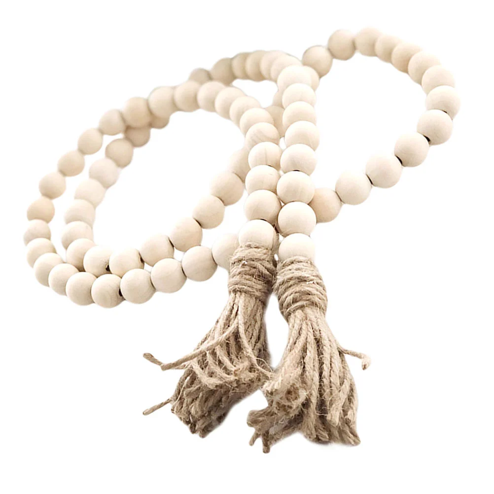 

Wooden Bead Decoration Natural Wooden Bead String for Nursery Room Tent Bed Decor Wedding Vase Wall Hanging Ornament