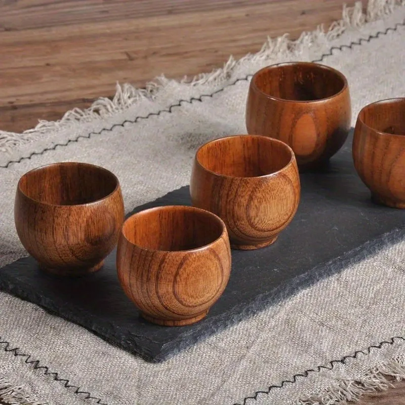 1pc Classic Mini Tea Cup Environmental Protection Solid Wood Cup Small Wood Texture Retro Tea