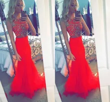 

vestido de noiva Vintage 2 Pieces long Beaded Ruffles Court Train 2018 sexy Cheap Puffy Formal prom gown bridesmaid dresses