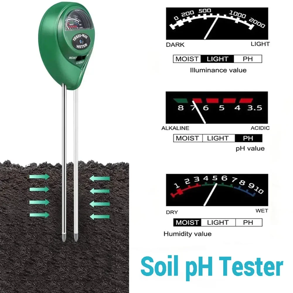 

Тестер PH почвы 3-в-1, многофункциональный цифровой измеритель влажности и PH, товары для садоводства