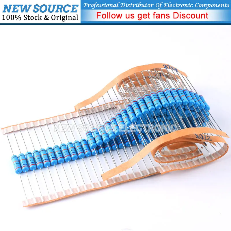 Metal Film Resistors 2W 1% 0R-2.2M 2.2R 10R 100 120 150 220 270 330 390 470 1K 2.2K 4.7K 10K 15K 22K 47K 100K 470K 1M Ohm 20pcs metal film resistor metal film resistors