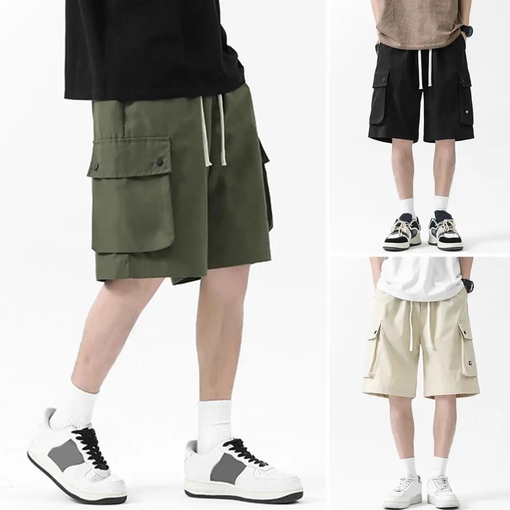 

Multiple Pockets Cargo Shorts American Street Style Men's Cargo Shorts with Multi Pockets Elastic Waist Crotch for Summer Sport
