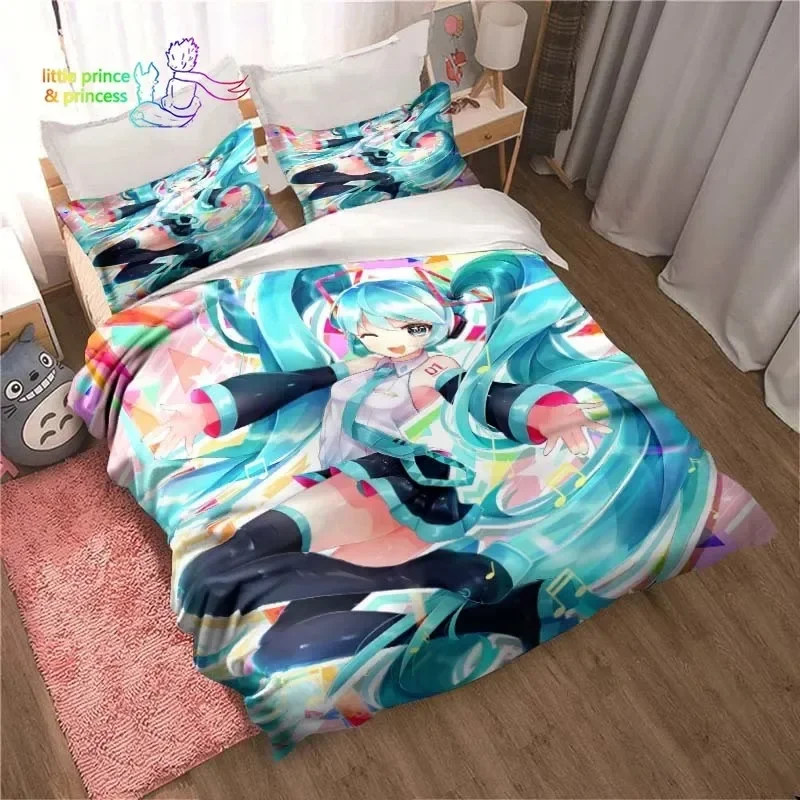 Japanese Kawaii Anime Miku Bedding Set Single Twin Full Queen King Size Bed Set Aldult Kid Bedroom 3D Print 4