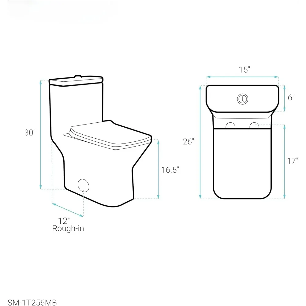 Carre One-Piece Square Toilet Dual-Flush 1.1/1.6 gpf, Touchless White, squat potty, toliet 5