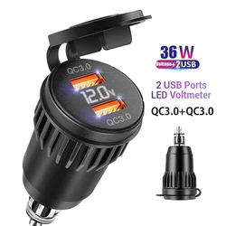 High - Speed Motorcycle USB Charger with Quick Charge Adapter 12V - 24V (Orange)