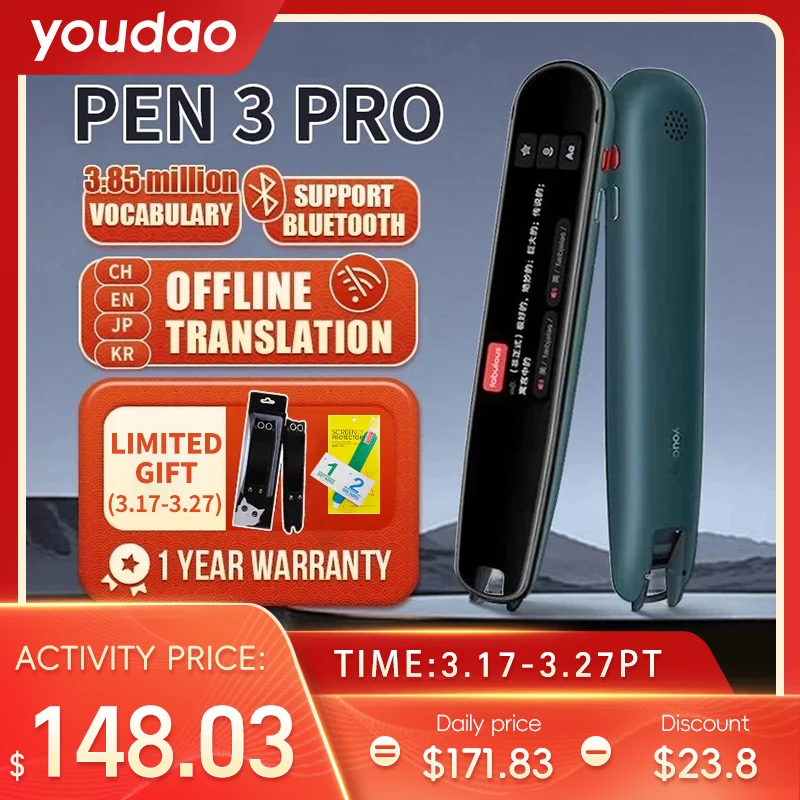 Youdao Перевод Pen3 Pro, ручка-словарь со сканированием для изучения языков, многоязычный английский интерфейс, электронный переводчик офлайн ручка для переводов многоязычный китайский английский японский корейский традиционный кантонский словарь сканирующая ручка