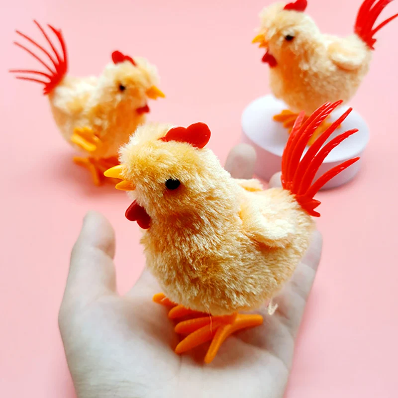 

1Pcs Cute Chicken Clockwork Jumping Plush Toy Big Rooster Wind-up Toy Easter Gift Kid Educational Interactive Toy Birthday Gift