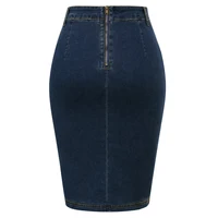 BP Women Vintage Jean Skirt With Belt High Waist Ruched Front Bodycon Skirt - Image 5