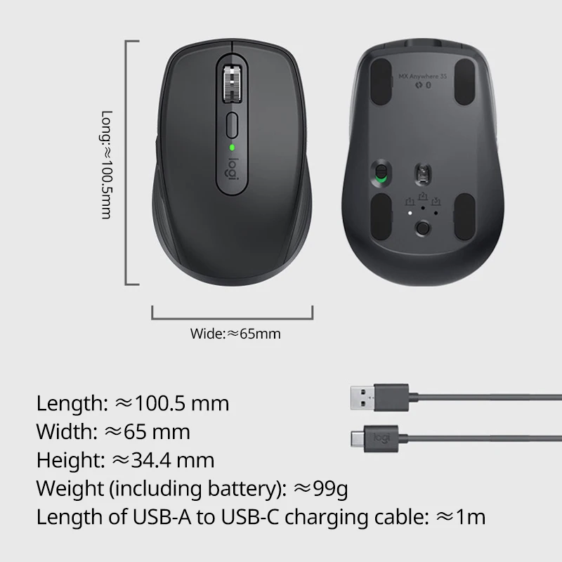 Logitech Mx Anywhere 3s Ergonomic Rechargeable Wireless Mouse