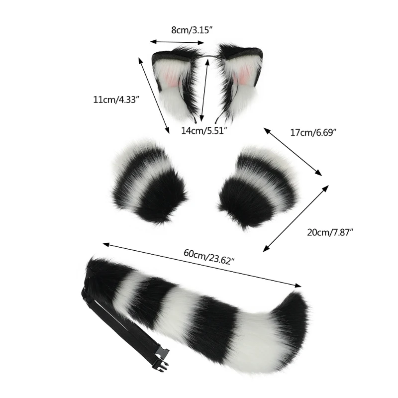 HAOAN Handmade Faux Fur Fox Wolf Ears Headband Halloween Christmas Cosplay Party Costume Accessories price in UAE | Amazon UAE