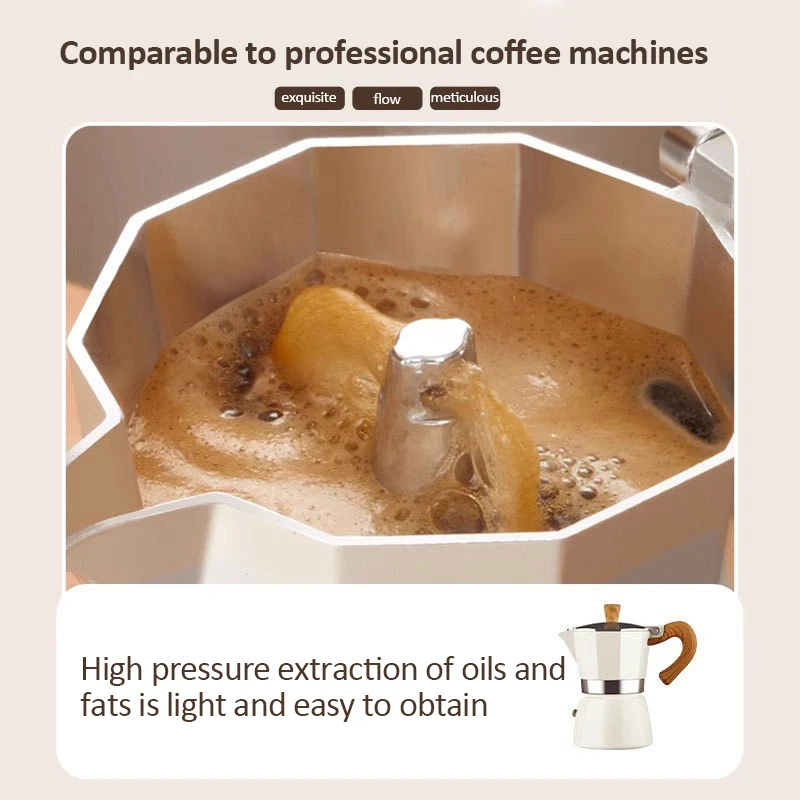 150/300ml Moka Pot Wooden Handle Italian Espresso Maker espresso coffee maker coffee maker coffee pot espresso maker Food Grade Hand Brewing Mocha Coffee Pot Household Coffee Accessories