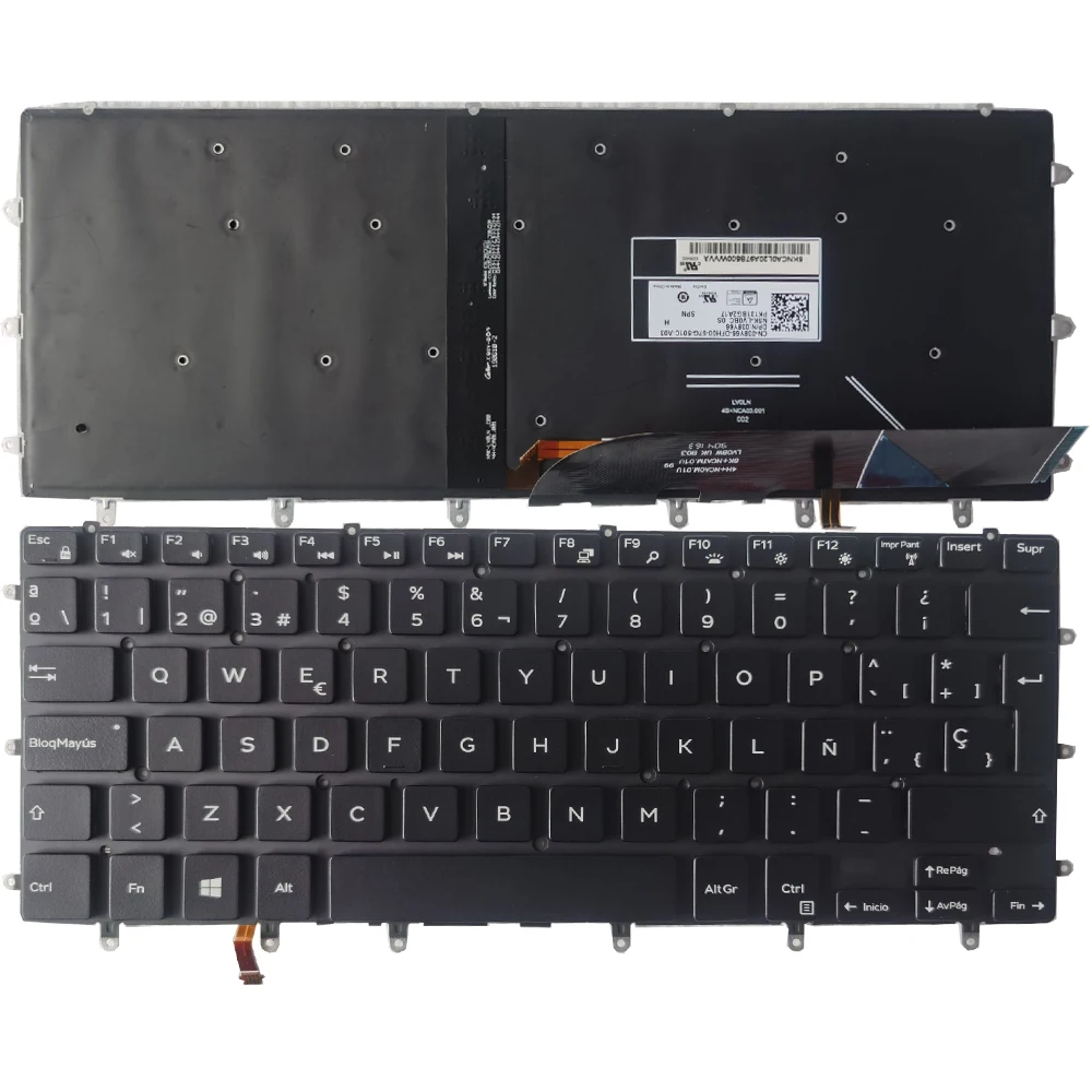 Teclado Espanhol Retroiluminado para Dell Xps 15 9550 9560 9570 7590 Lpatop sp Preto Novo