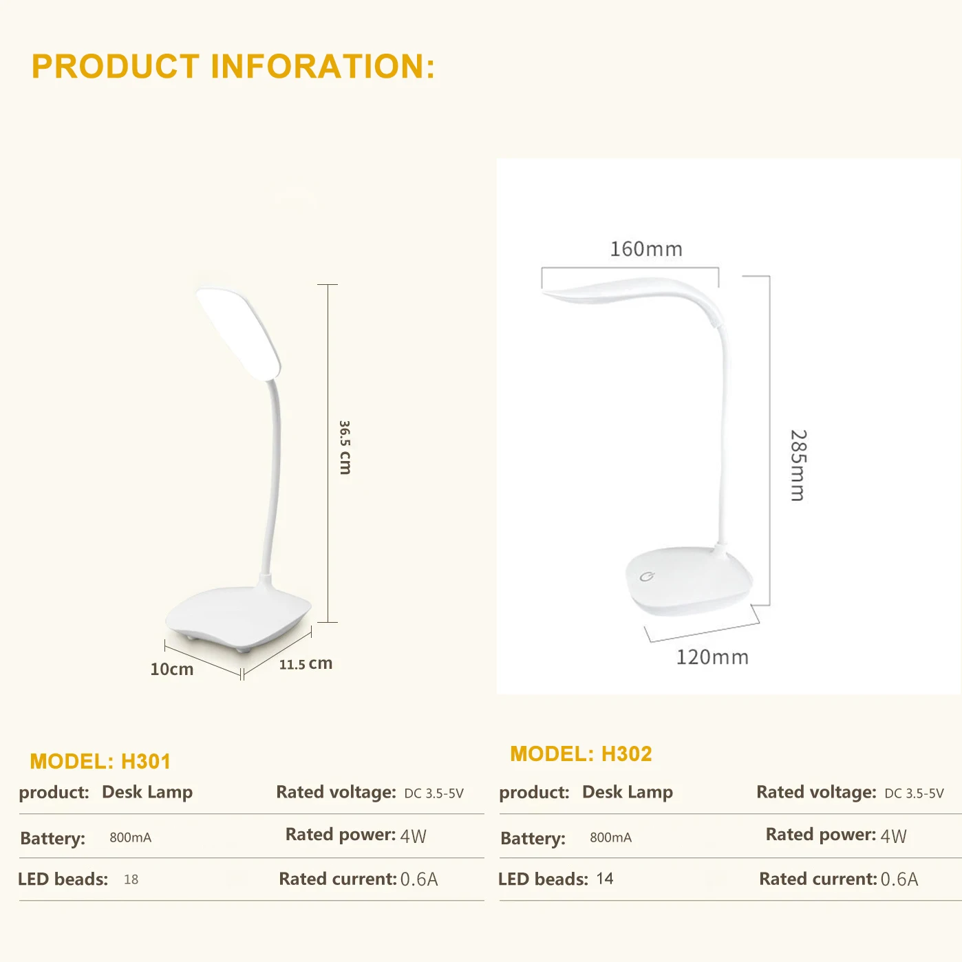 LED Desk Lamp Folding Eye Protection Reading Light Dimmable Touch Switch Type-c Rechargable Battery