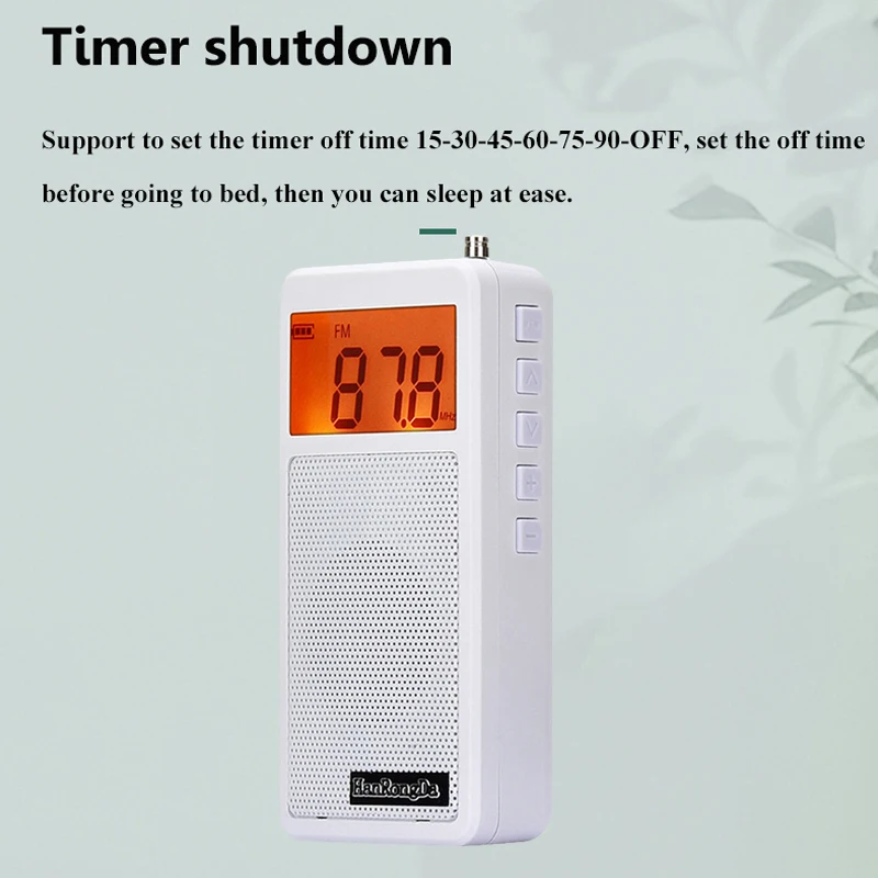 Mini Pocket FM AM Radio Orange Backlight LCD Display Radios with Full Range Speaker Support Alarm Sleep Timer 2*AAA Batteries