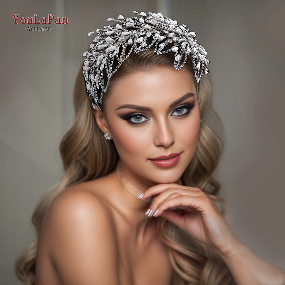 

TOPQUEEN Rhinestone Flowers Headband Bridal Wedding Jewelry Hair Accessories Handmade Crystal Headwear Woman Headpiece HP614