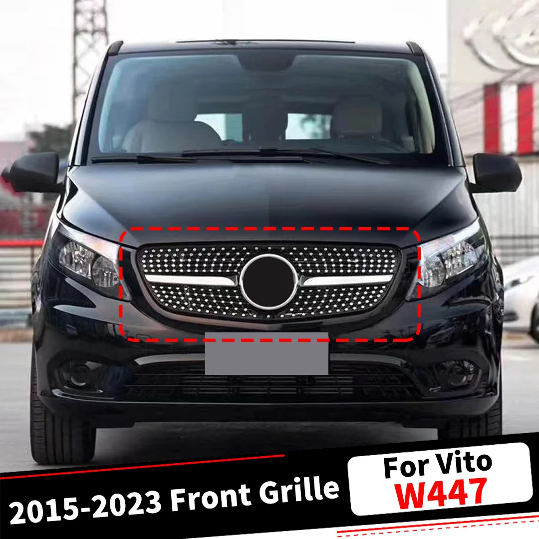 

Front Inlet Grille Middle Mesh Bumper Grill Tuning For Mercedes Benz Vito W447 2015-2023 Diamond GT GTR Style Replacement Part