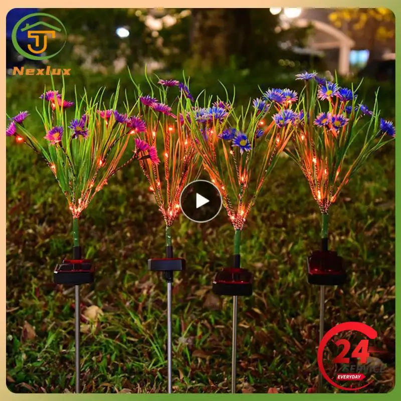 

Праздничный фонарь с маленькими дикими цветами, имитация лужайки на солнечной батарее, уличное украшение для сада, виллы, наземная лампа для двора