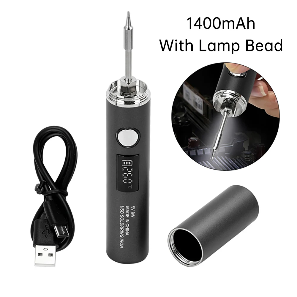 Adjustable USB Soldering Iron Temperature 260-420℃ Electric Soldering Iron Kit 850mAh/1400mAh Battery Solder Welding Iron Tool