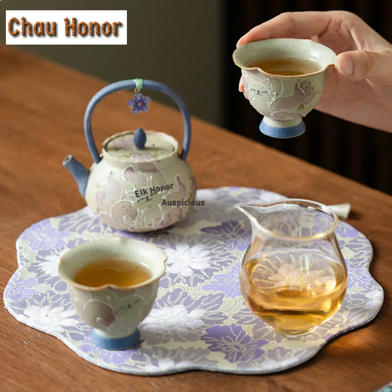 1pc 55ml Hand-drawn Nine-tailed Fairy Fox Teacup Retro Tea Bowl Tea Pair Tea-tasting Smelling Cup Jianzhan Master Cups Tea Items