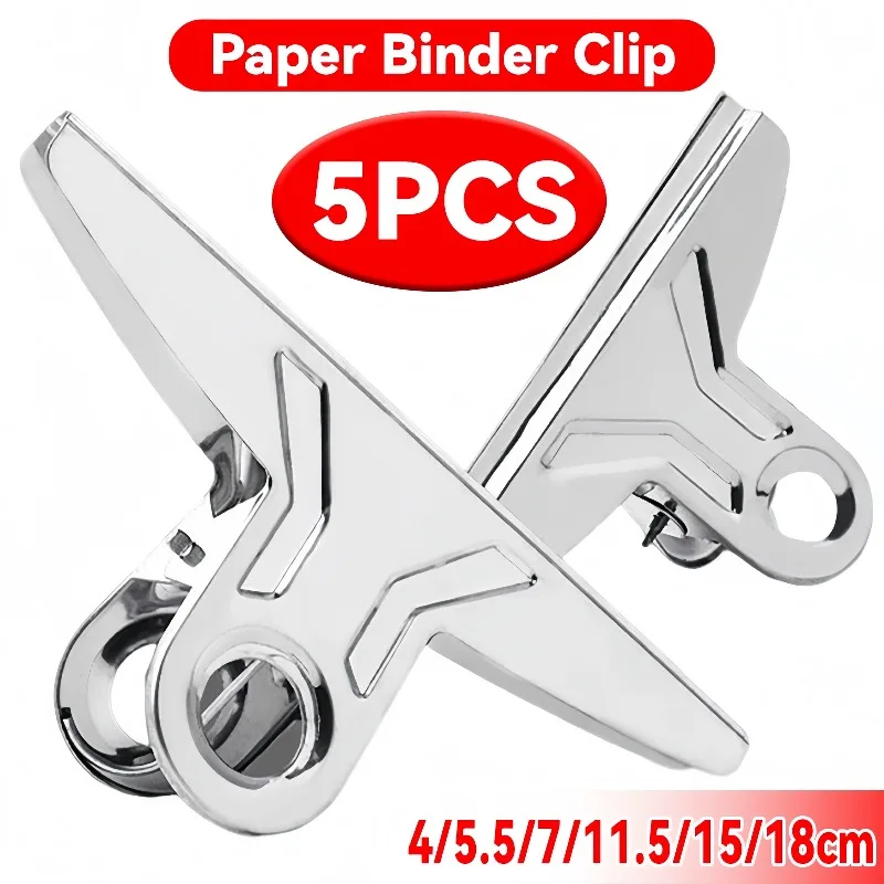Metal Desk Organizer Clip Stainless Steel Minimalist Desktop Document Holders Paper Clamp for Office Home School Study Gadgets