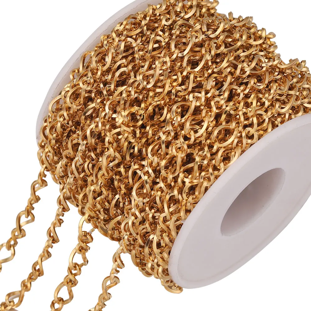 1MWidth6Gold8TwistCableChainRollStainlessSteelNK11Cuban