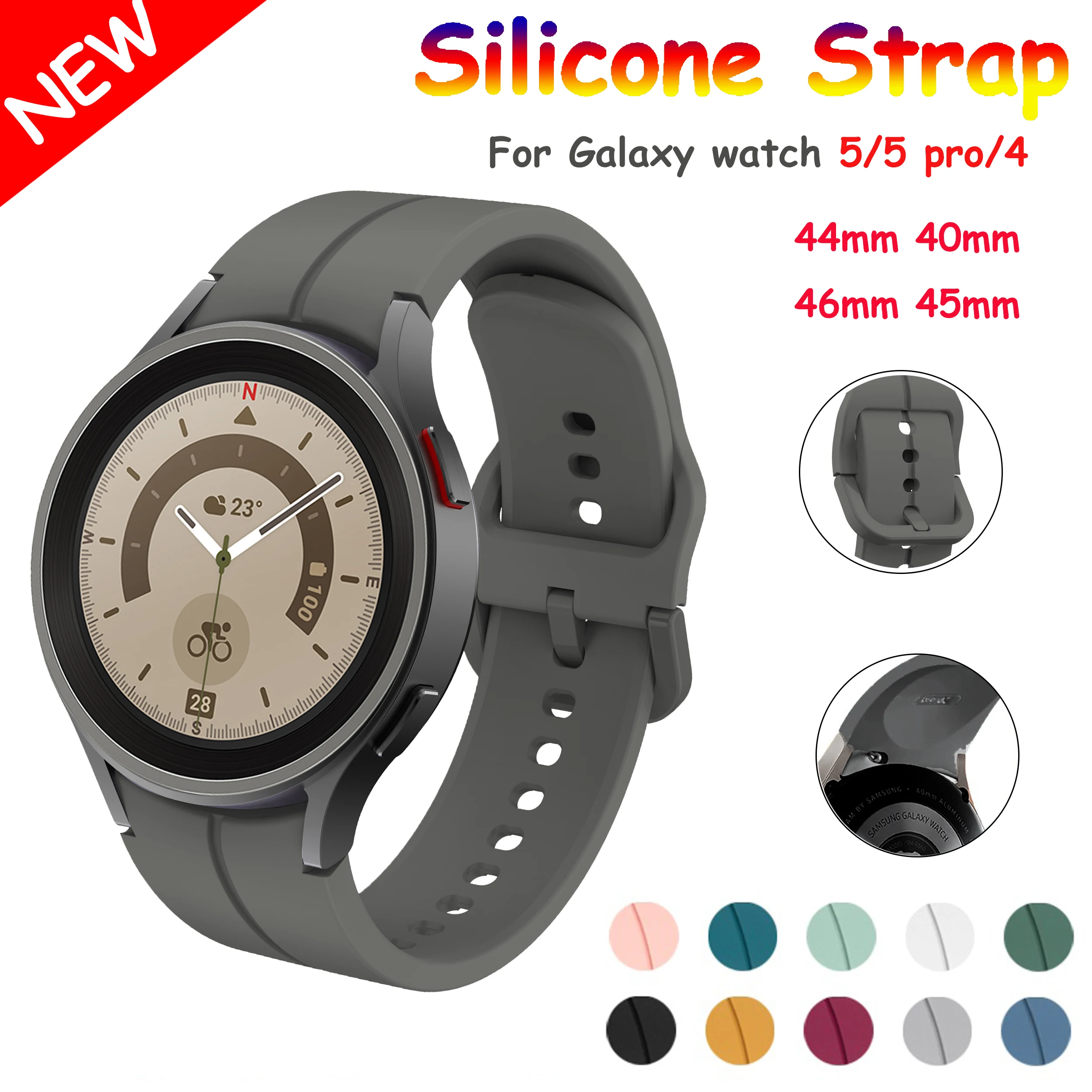 

Спортивный Браслет для Samsung Galaxy Watch 5 pro 45 мм/4 classic 46 мм 42 мм, силиконовый ремешок для наручных часов Galaxy Watch 5/4 44 мм 40 мм