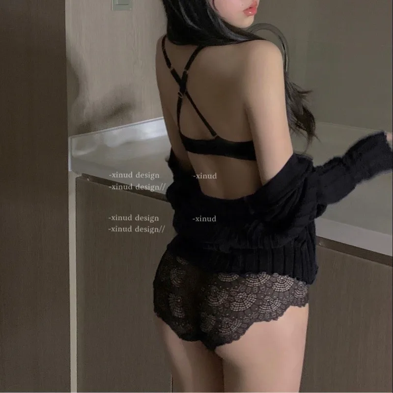 Ensemble de Lingerie en dentelle, Bralette Non filaire, soutien Push Up pour petit buste, Look détaillé sophistiqué, dos élégant, UK MOYISU, automne et hiver