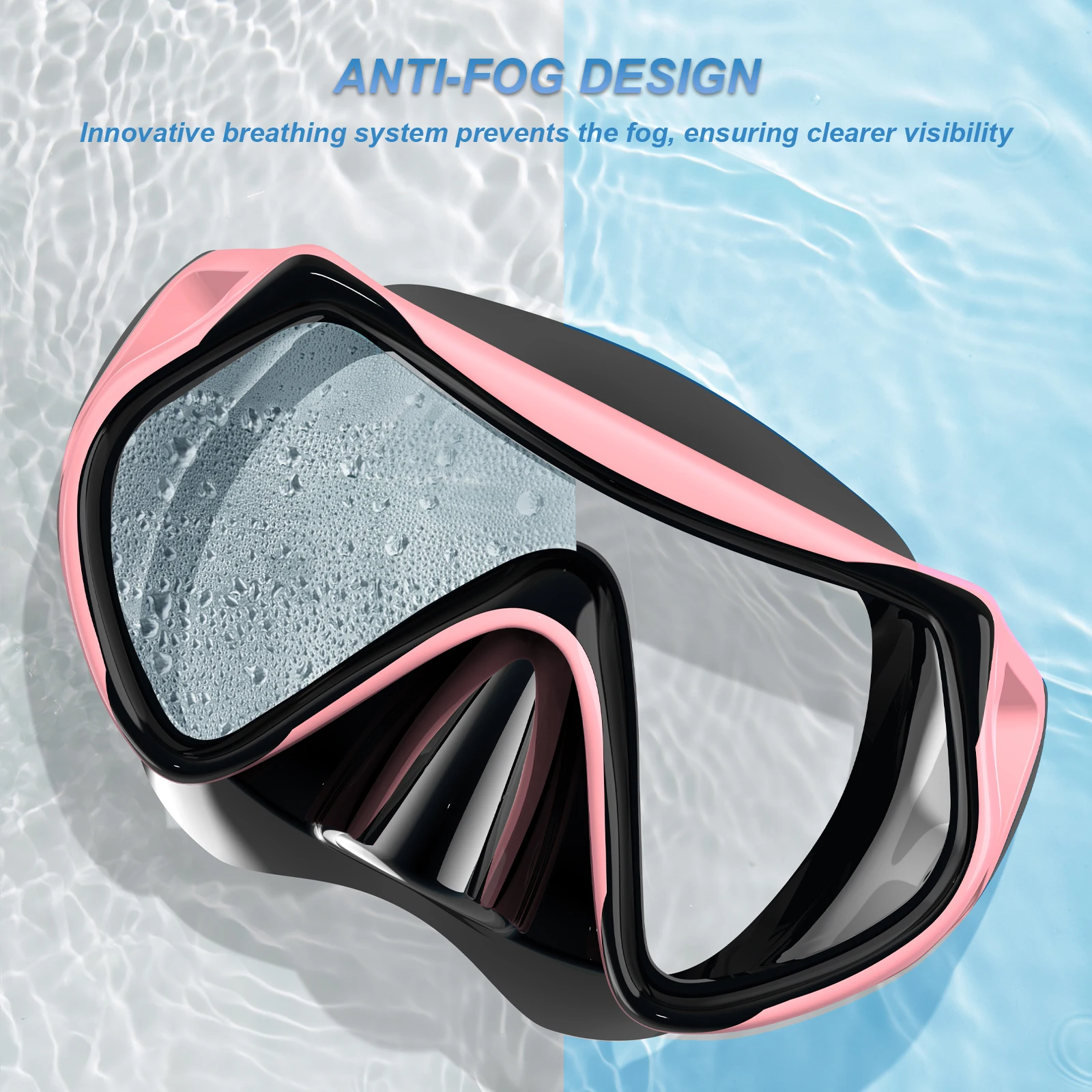 Diving Snorkeling Mask Set for Kids – Anti-Fog Swimming Mask with Nose Cover and Big Frame for Free Diving and Swimming Beach Toys and Leisure Accessories Snorkeling gear