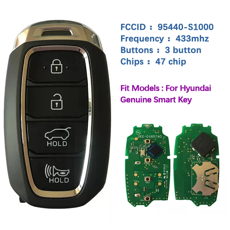 CN020086 Aftermarket/Original 4 Button Smart Key For Hyundai  Santa Fe 2019+ 433mhz Remote 47 Chip 95440-S1000(TM) TQ8-FOB-4F19