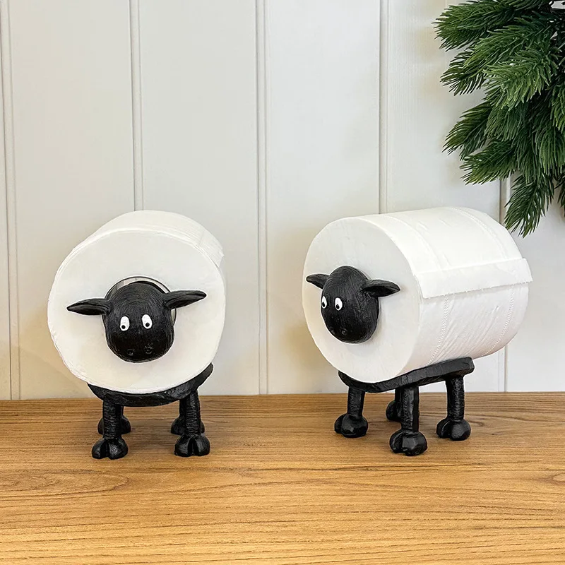 Sheep-Shaped Toilet Paper Holder Resin Roll Creative Home Bathroom Livingroom Coffee Table Decoration Home Roll Paper Holder toilet paper holder