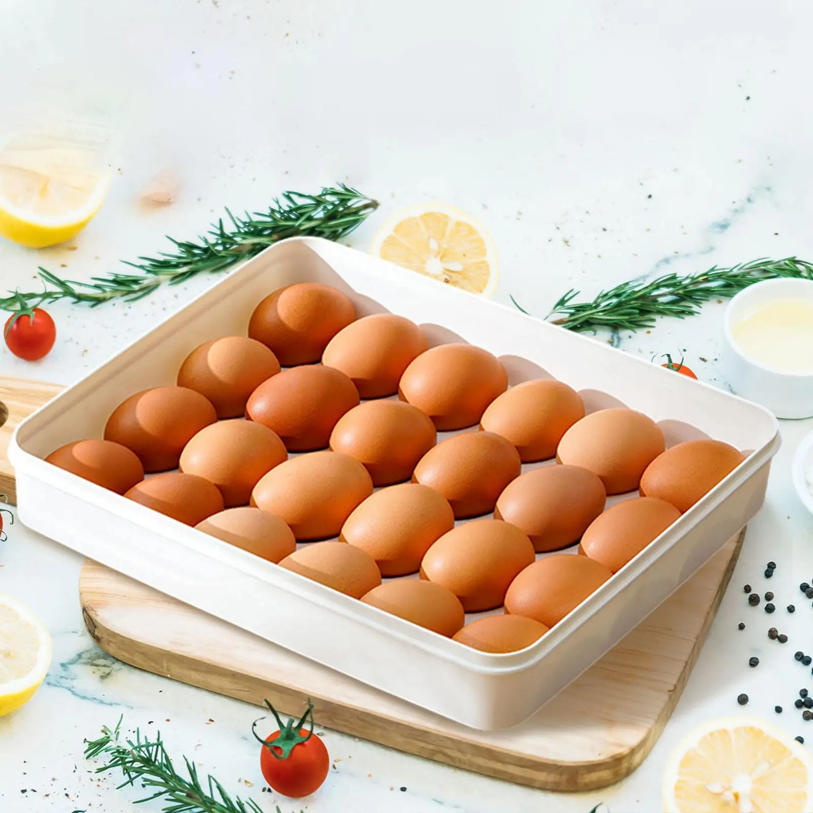 24 Grid Egg Holder Refrigerator Storage Box Clear Lids Egg Storage Box for Drawer Refrigerator Countertop Cabinet Pantry