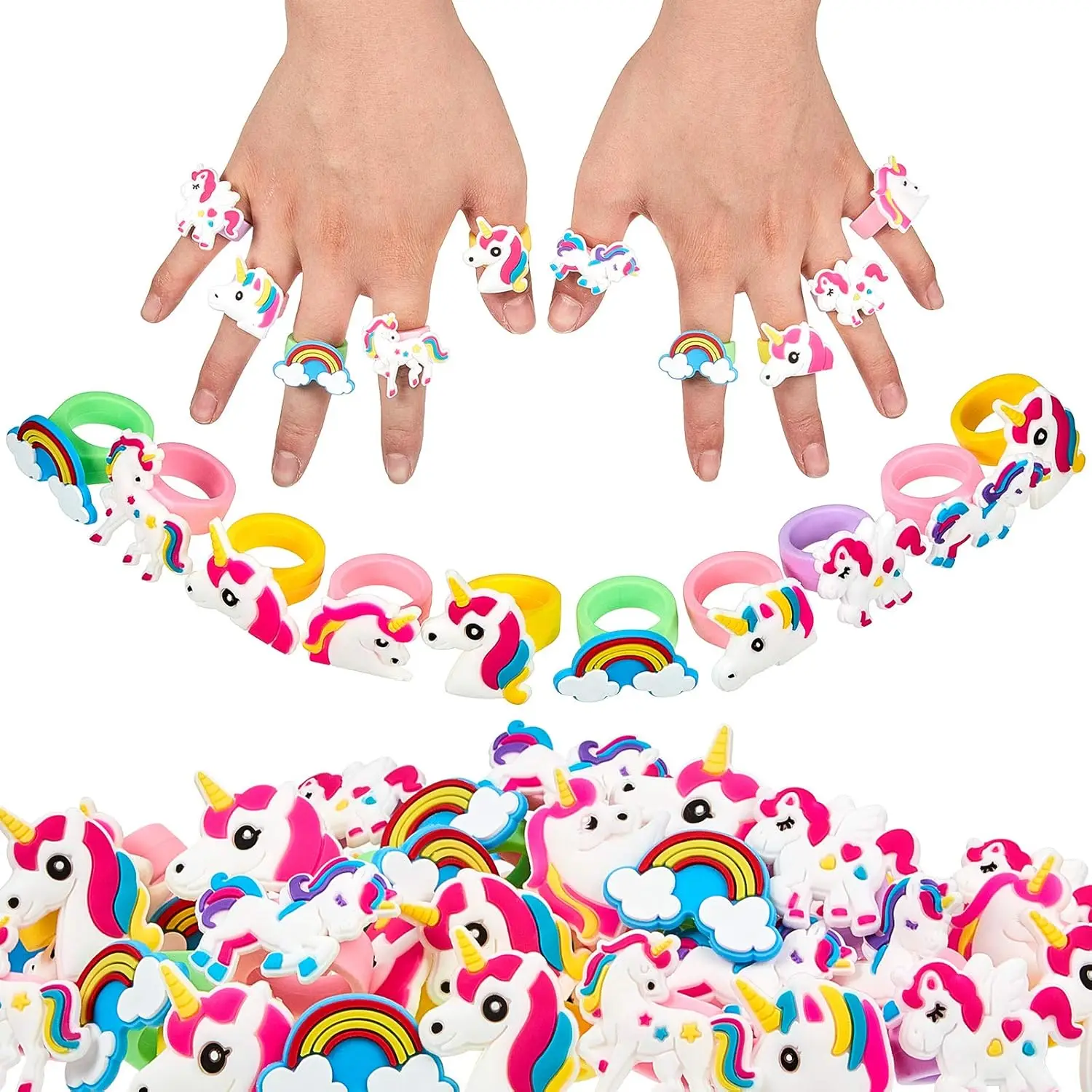 Einhorn Thema Party Süßigkeiten Geschenktüte Regenbogen Einhorn Dekor Armband Ring Schlüsselanhänger Kind Geburtstagsgeschenk Hochzeit Babyparty Zubehör – Detail 5