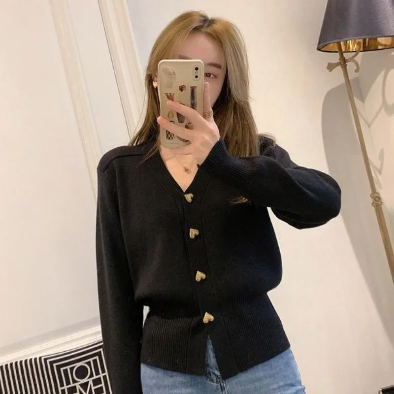 Women's Cardigans Loose Red V Neck Ladies Knit Sweaters Spring Autumn Long Sleeve Harajuku Fashion 2025 Light Elegant Jackets - 2
