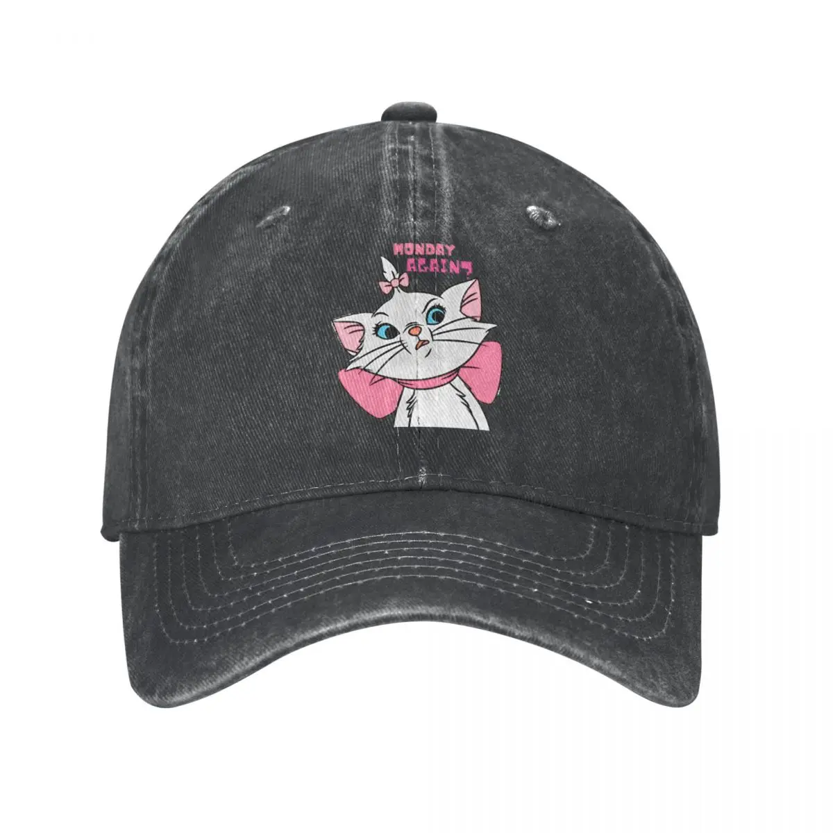 

Marie Cat Aristocats Monday Again Unisex Baseball Caps Cute Distressed Cotton Caps Hat Vintage Outdoor Travel Snapback Hat