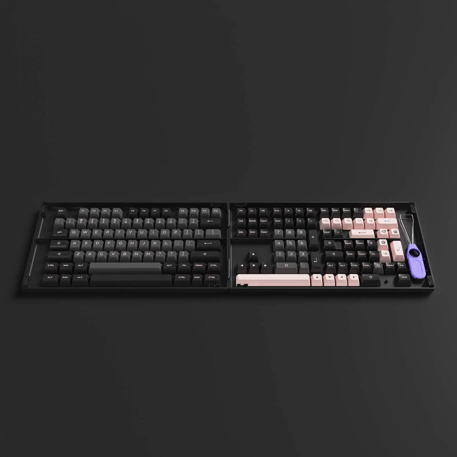 Akko-メカニカルキーボード用のブラックキーキャップとピンク