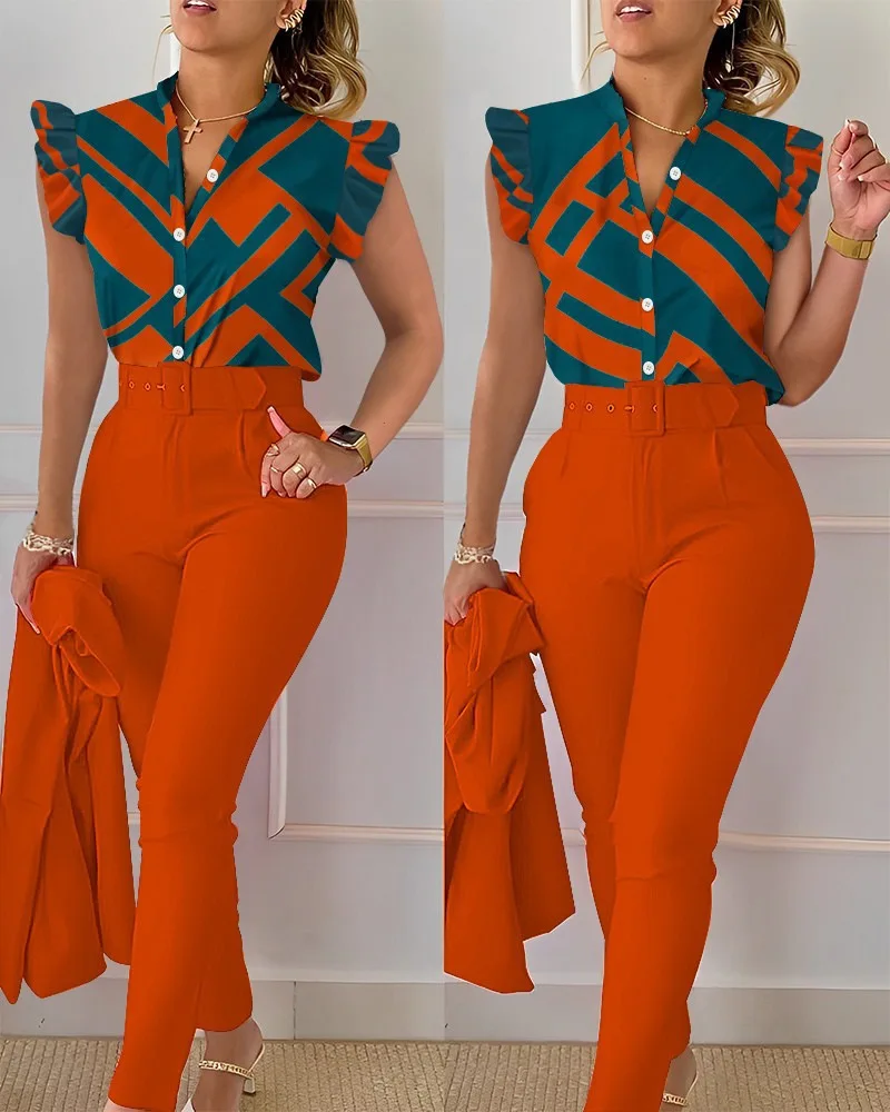 Ensemble chemise à carreaux + pantalon en flanelle + noeud papillon - Rouge/bleu marine