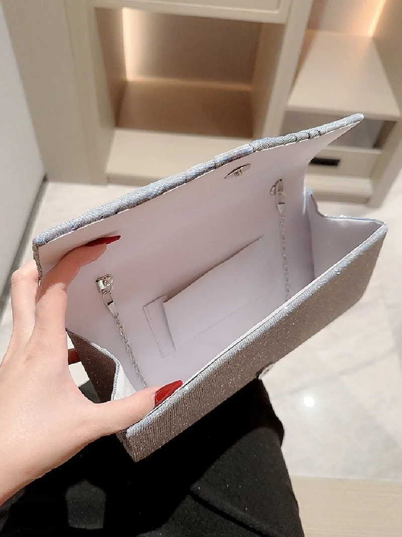 Ladies Dinner Handbag Luxury Wedding Party Shining Evening Bag Wallet Women's Dress Silver Crossbody Bags Female Travel Clutch