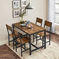 Dining Chair Set of 2, Rustic Wood Chairs with Metal Steel Frame, Easy to Assemble, Comfortable Seat 1