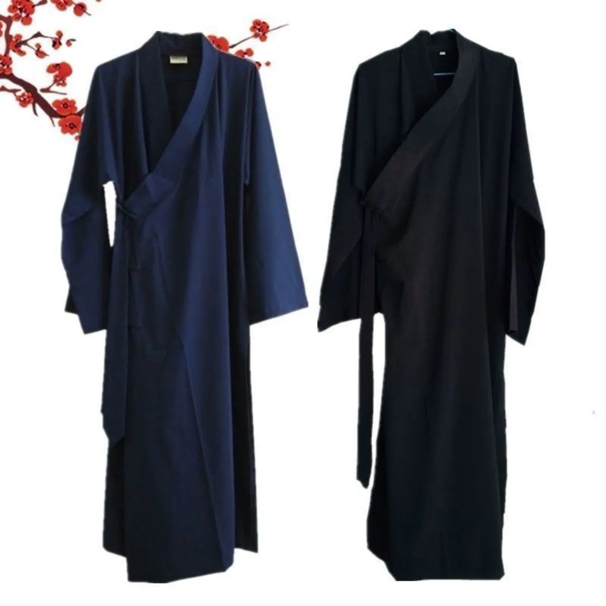 Taoist Robe Set Practice Attire Tai Chi Long Gown San Qing Navy Blue Taoist Supplies Ritual Monk Clothes Buddhist Buddhist Clothing