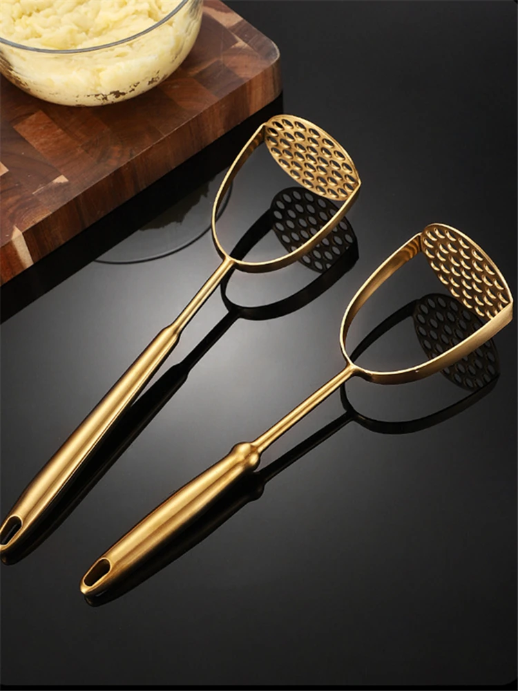 Gold stainless steel potato masher ricer: the perfect tool for smooth, creamy mashed potatoes